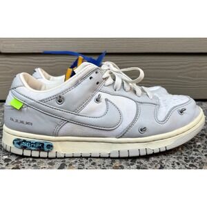 Nike Off-White X Dunk Low Lot 48 of 50 White Metallic Silver DM1602-107 Mens 8.5